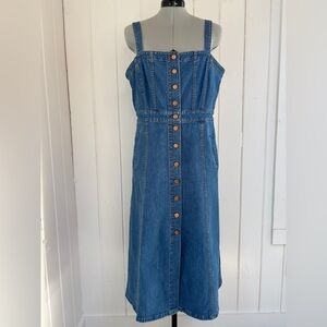 J.Crew Denim Bustier Dress Midi Button Front | Size 12